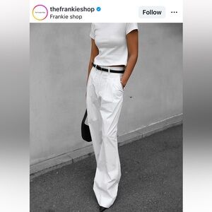 The Frankie Shop White High-Waisted Wide-Leg Trousers